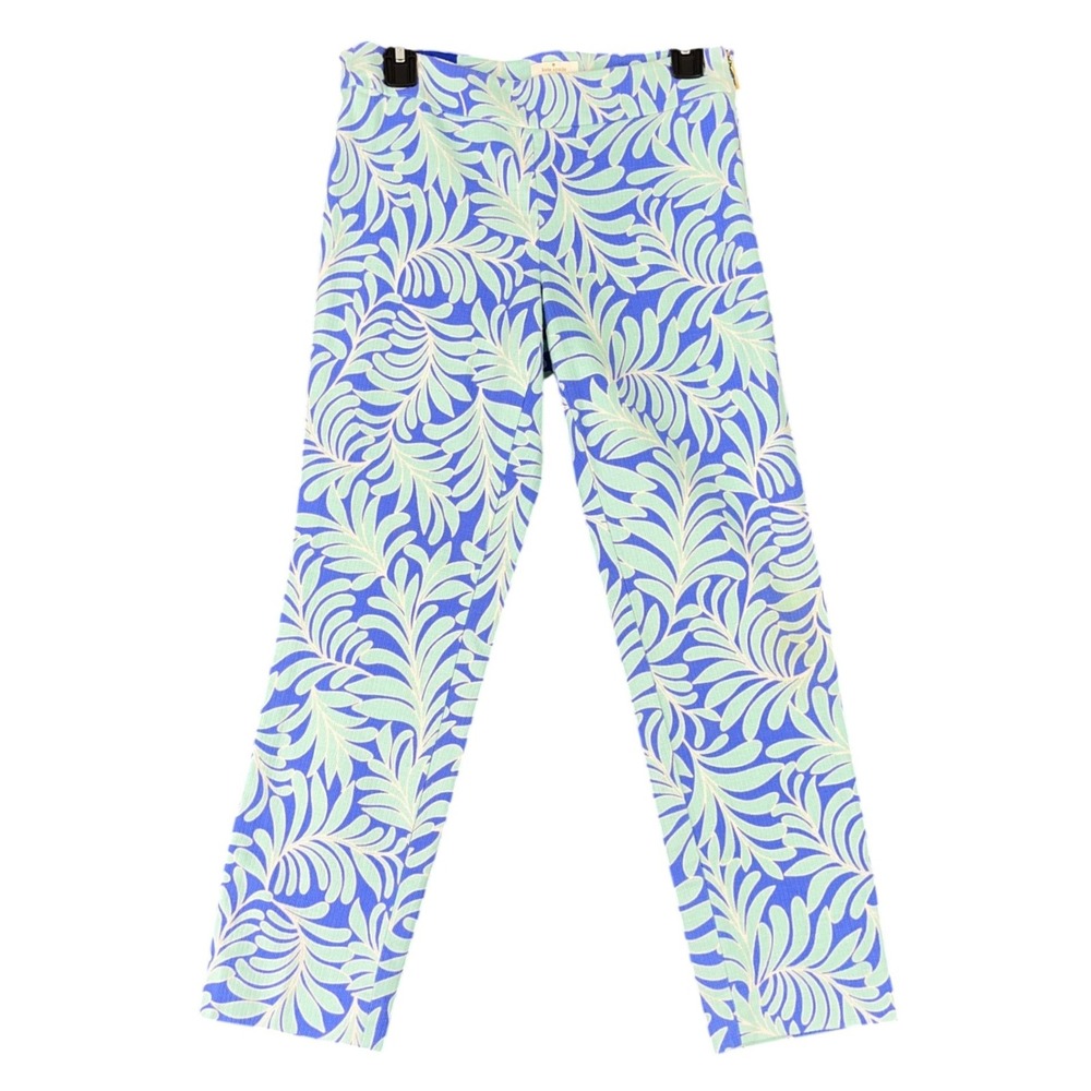 Kate Spade New York Palm Print Crop Pants Blue‎ Green Women's Size 4
